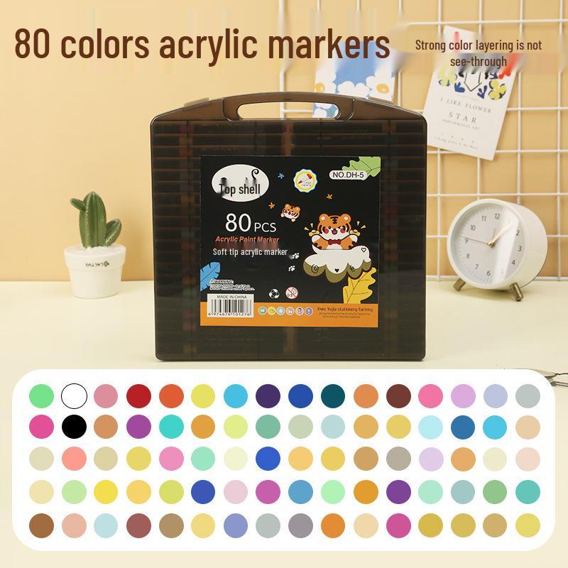 Набор акриловых маркеров с мягким наконечником, 80 цветов - Не оставляющие пятен, не растекающиеся, накладываемые друг на друга акварельные ручки для детей
Набор акриловых маркеров с мягким наконечником, 80 цветов - Не оставляющие пятен, не растекающиеся, накладываемые друг на друга акварельные ручки для детей