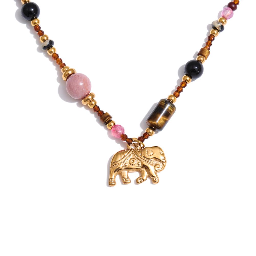 Yhpup High Quality Handmade Jewelry Natural Stone Beads Chain Elephant Pendant Necklace Stainless Steel Waterproof Accessories
Yhpup High Quality Handmade Jewelry Natural Stone Beads Chain Elephant Pendant Necklace Stainless Steel Waterproof Accessories