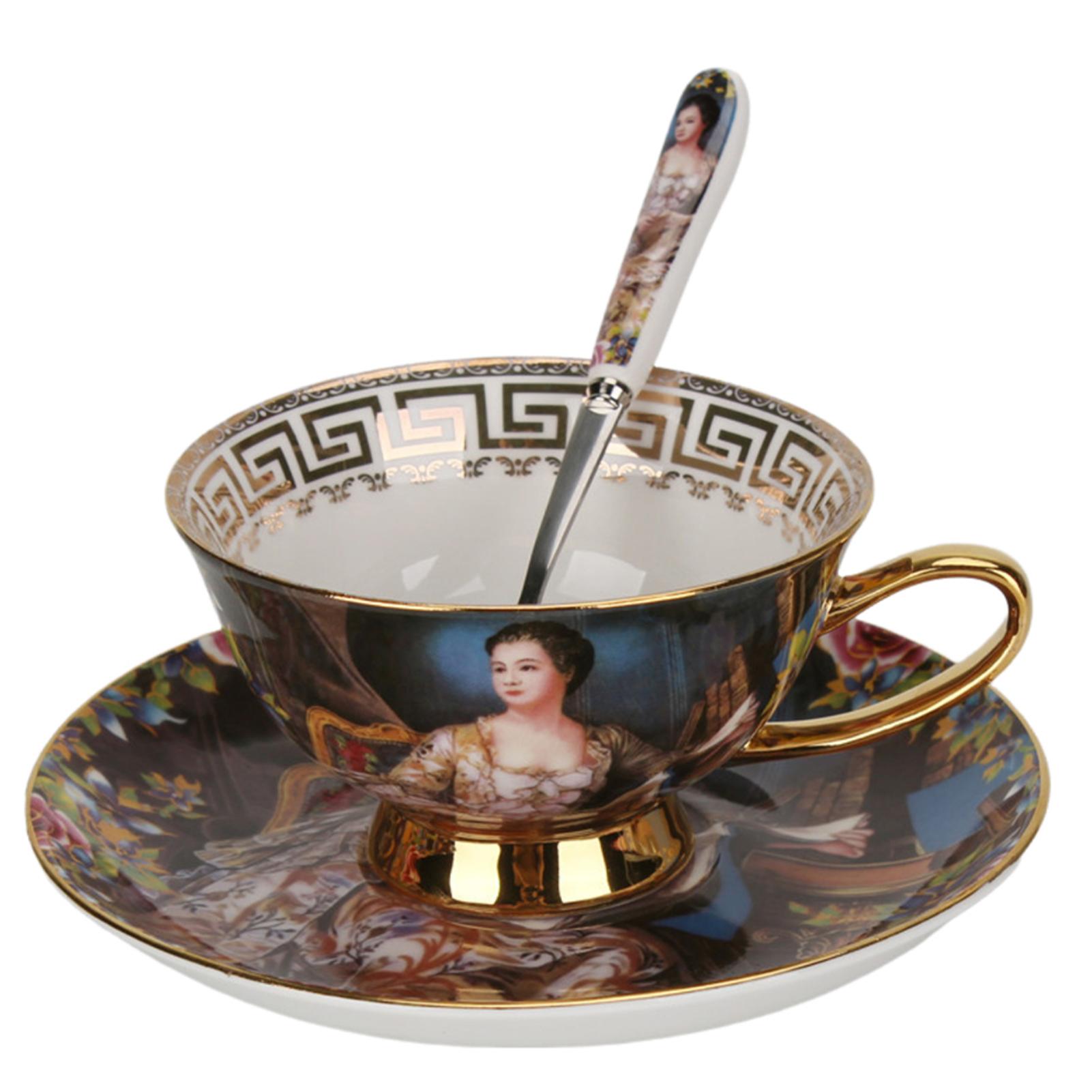 Набор из чашки, блюдца и ложки, утренняя чашка для чая с ручкой для взрослых