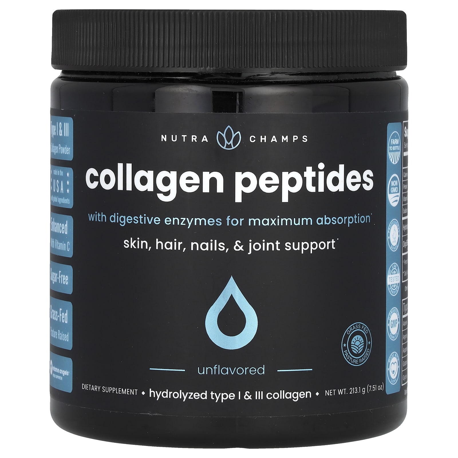Collagen Peptides with Digestive Enzymes for Maximum Absorption, Unflavored, 213.1 g (7.51 oz)
Collagen Peptides with Digestive Enzymes for Maximum Absorption, Unflavored, 213.1 g (7.51 oz)
