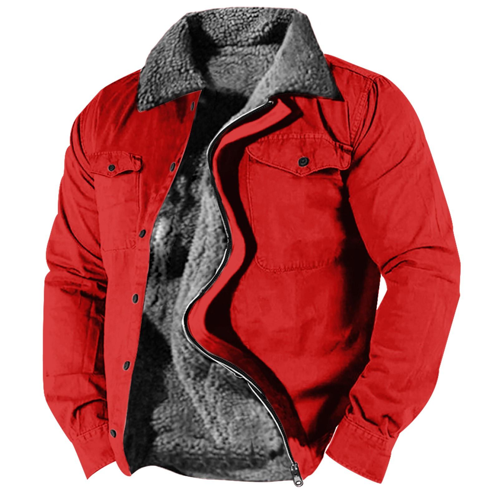 Мужская зимняя Повседневная куртка на пуговицах с длинным рукавом и принтом на Хэллоуин, толстое пальто XXXXL красный