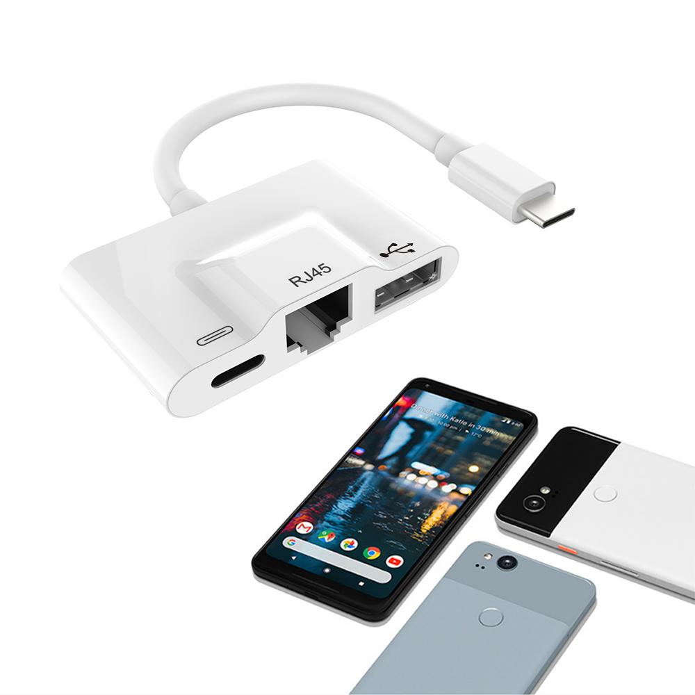 Type-C to RJ45 Ethernet OTG Adapter Wired LAN Card Ethernet USB OTG HUB HD Video Adapter White
Type-C to RJ45 Ethernet OTG Adapter Wired LAN Card Ethernet USB OTG HUB HD Video Adapter White