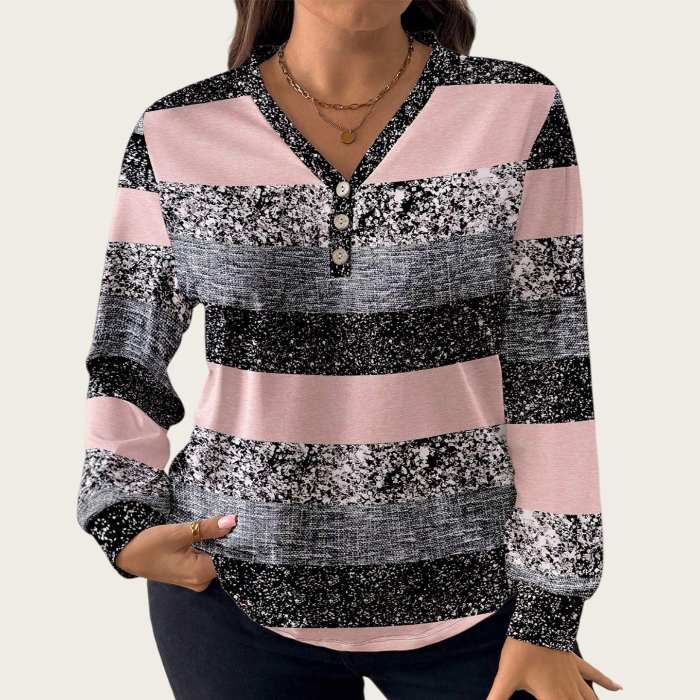 European American Women s Plus Size V-Neck Stripe Print Long Sleeve Top - Spring/Autumn 0XL
European American Women s Plus Size V-Neck Stripe Print Long Sleeve Top - Spring/Autumn 0XL