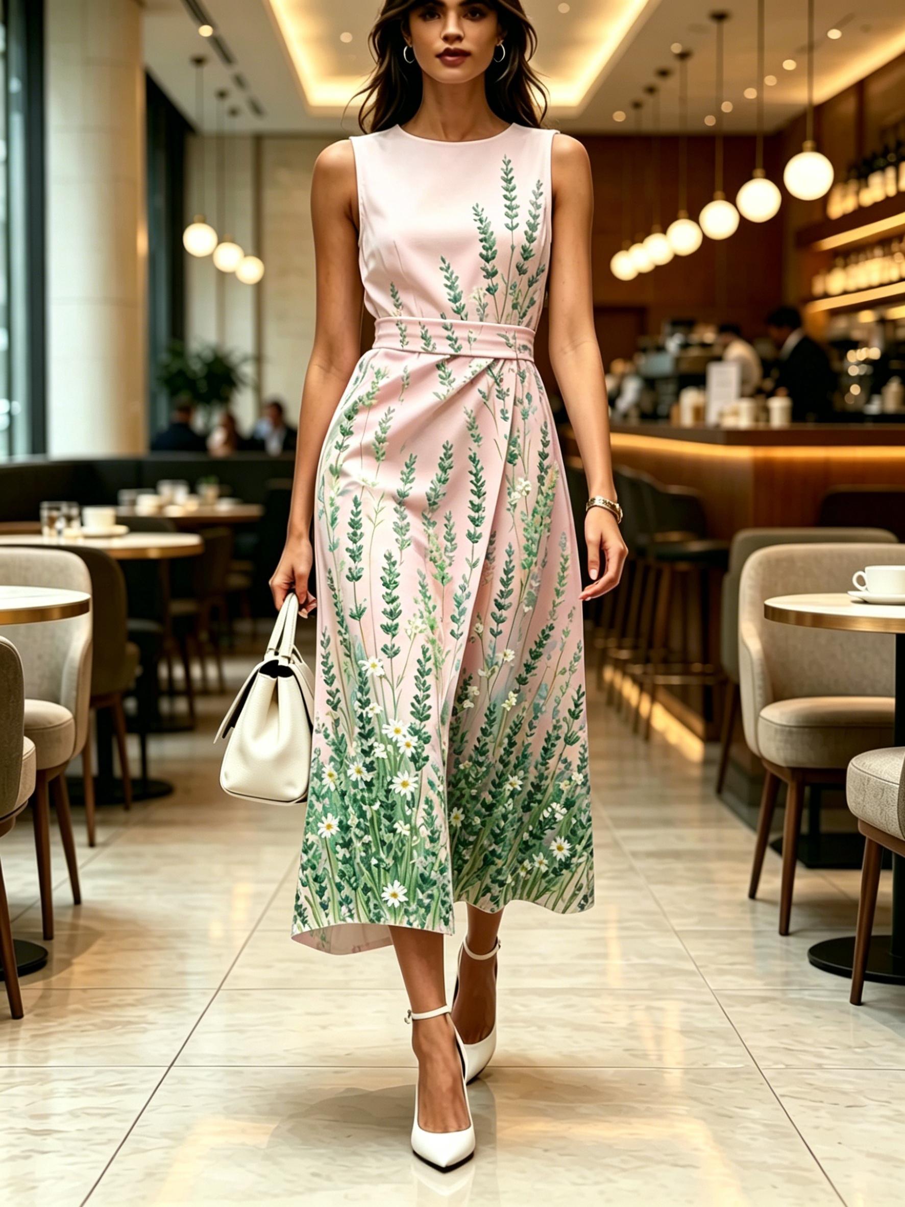 Round Neck Sleeveless Midi Dress Fern And Daisy Print Pink Color Womens Modern Elegant Casual Fashion Spring Summer Autumn Womens Clothing XXL
Round Neck Sleeveless Midi Dress Fern And Daisy Print Pink Color Womens Modern Elegant Casual Fashion Spring Summer Autumn Womens Clothing XXL