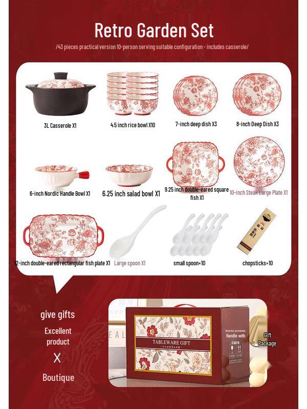 Retro Garden 43-Piece Ceramic Dinnerware Set
Retro Garden 43-Piece Ceramic Dinnerware Set