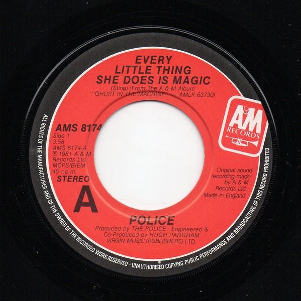 7inch Record POLICE - Every Little Thing She Does Is Magi AMS8174 A&M Records 1981 UK Rock Used
7inch Record POLICE - Every Little Thing She Does Is Magi AMS8174 A&M Records 1981 UK Rock Used