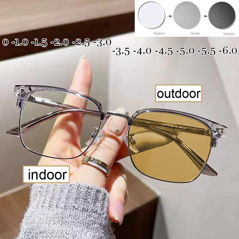 Fashion Photochromic Myopia Glasses Women Men Anti Blue Rays Half Frame Shortsighted Eyeglasses Discolored Minus Eyewear Diopter To -6.0
Fashion Photochromic Myopia Glasses Women Men Anti Blue Rays Half Frame Shortsighted Eyeglasses Discolored Minus Eyewear Diopter To -6.0