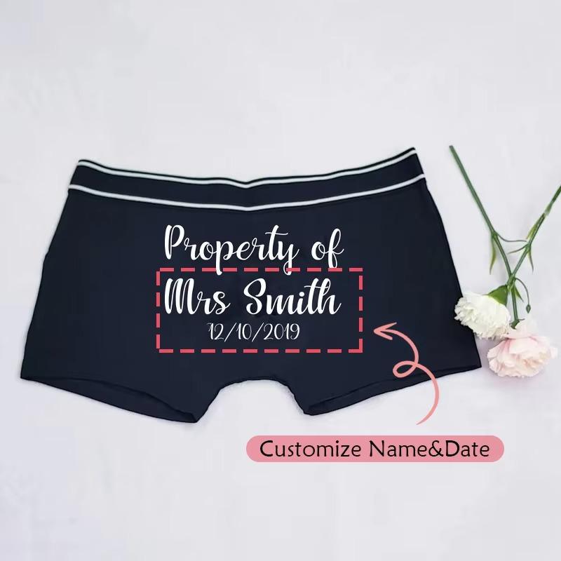 Personalised Groom Boxer Briefs Property of Wedding Date Custom Boxer Briefs for Groom Bridal Shower Bachelorette Party Decorate waistline 60cm
Personalised Groom Boxer Briefs Property of Wedding Date Custom Boxer Briefs for Groom Bridal Shower Bachelorette Party Decorate waistline 60cm