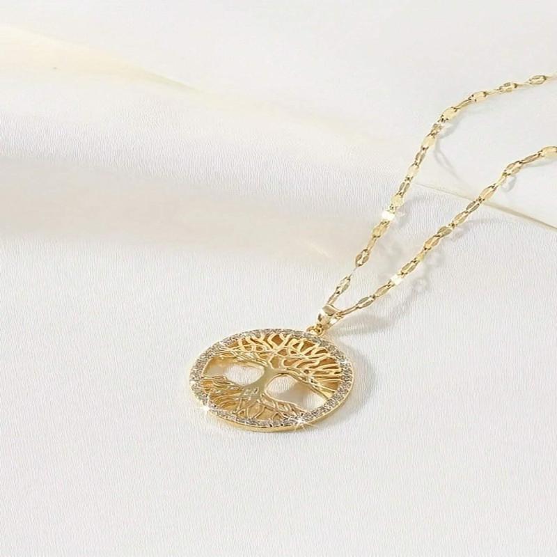 1 шт. Ожерелье с большим кругом «Древо жизни» для женщин, медная подвеска, цепочка из нержавеющей стали, кубический цирконий, ювелирный талисман на удачу золотой
1 шт. Ожерелье с большим кругом «Древо жизни» для женщин, медная подвеска, цепочка из нержавеющей стали, кубический цирконий, ювелирный талисман на удачу золотой
