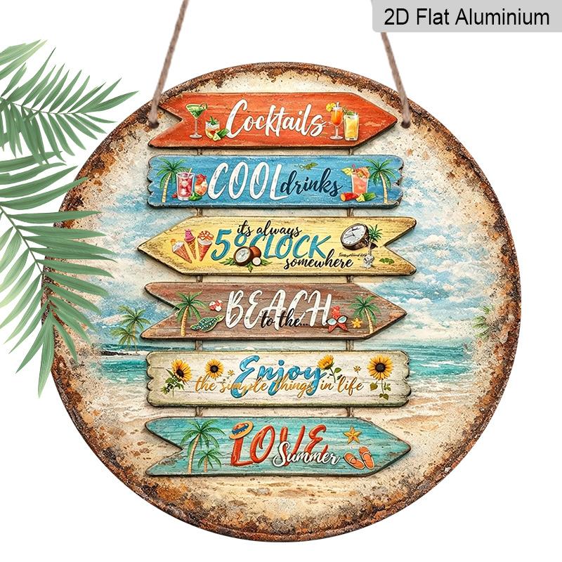 2D Flat, 1pc Round Aluminum Hanging Sign, Cocktails Cool Drinks 5 O Clock Somewhere Tropical Beach Directional Wall Art, Vintage Summer Beach Bar 7.87x7.87in
2D Flat, 1pc Round Aluminum Hanging Sign, Cocktails Cool Drinks 5 O Clock Somewhere Tropical Beach Directional Wall Art, Vintage Summer Beach Bar 7.87x7.87in