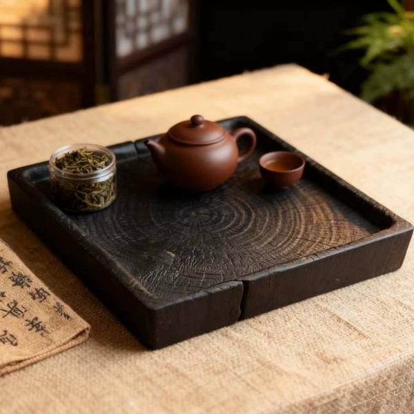 Solid wood tea tray, carbonized camphor wood dry brewing table, handmade square wabi-sabi style saucer, Japanese-style base Black 20x20x4cm
Solid wood tea tray, carbonized camphor wood dry brewing table, handmade square wabi-sabi style saucer, Japanese-style base Black 20x20x4cm
