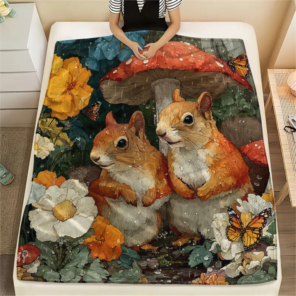 Mushroom Squirrel Print Flannel Blanket, High quality Comfortable for All Seasons, Home Decor, Warmth and Comfort 80cm x 120cm
Mushroom Squirrel Print Flannel Blanket, High quality Comfortable for All Seasons, Home Decor, Warmth and Comfort 80cm x 120cm