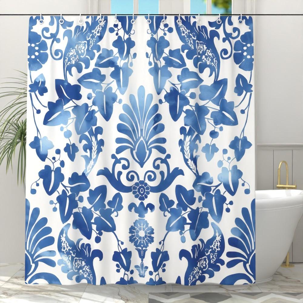 Blue Chinoiserie Floral Illustration Shower Curtain 1Pc With 12 Hooks For Bathroom Home Decor Polyester 70.8X70.8 Inch W60H190(CM)-1 Pcs
Blue Chinoiserie Floral Illustration Shower Curtain 1Pc With 12 Hooks For Bathroom Home Decor Polyester 70.8X70.8 Inch W60H190(CM)-1 Pcs