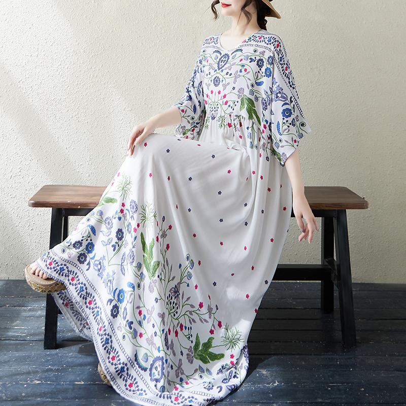 DIMANAF 2025 Летнее платье больших размеров для женщин Повседневное длинное винтажное элегантное платье Свободное базовое платье с цветочным принтом One Size белый
DIMANAF 2025 Летнее платье больших размеров для женщин Повседневное длинное винтажное элегантное платье Свободное базовое платье с цветочным принтом One Size белый