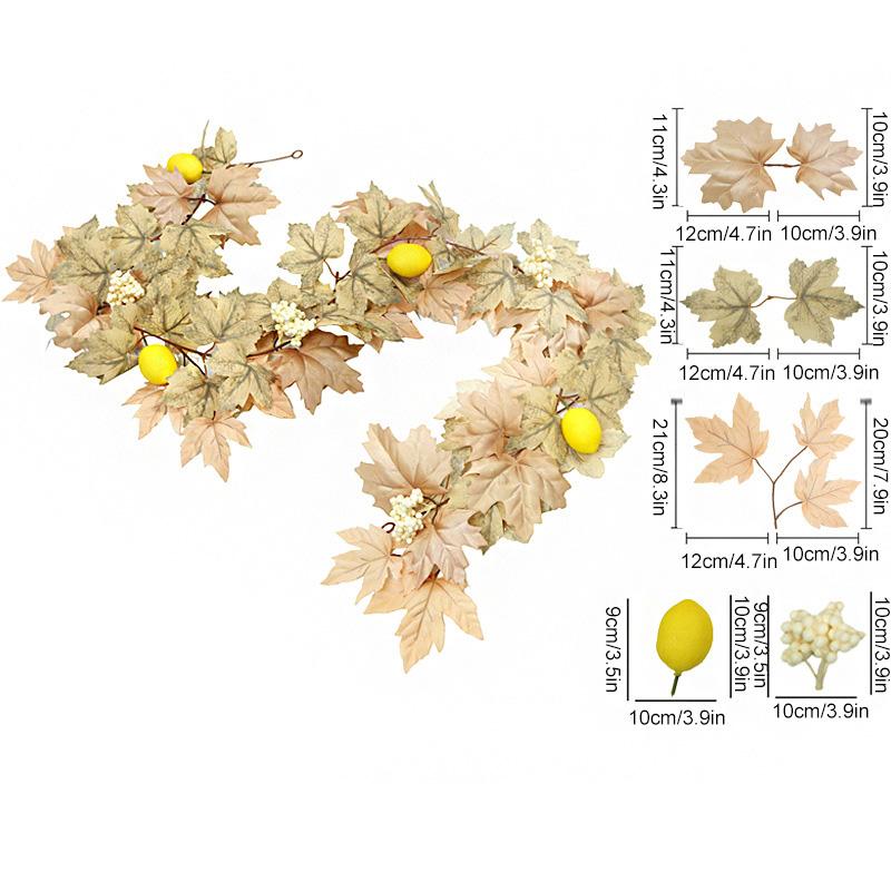 1PC Artificial Plant 175cm Lemon Berries Home Decoration with Pumpkins Rattan Wreath Fall Maple Leaves Autumn Garland
1PC Artificial Plant 175cm Lemon Berries Home Decoration with Pumpkins Rattan Wreath Fall Maple Leaves Autumn Garland