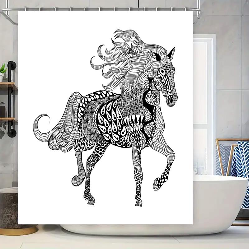Шторка для душа Zentangle Лошадь: Декоративный коврик для ванной с черно-белым узором, чехол для декора дома, вкладыш для ванной, размер 72x78 дюймов W60H190(CM)-1 Pcs
Шторка для душа Zentangle Лошадь: Декоративный коврик для ванной с черно-белым узором, чехол для декора дома, вкладыш для ванной, размер 72x78 дюймов W60H190(CM)-1 Pcs