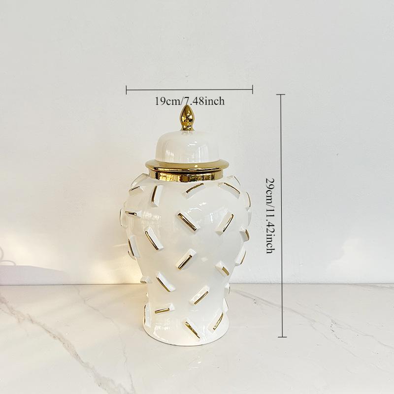 Gold White Storage Pottery Jar General Can Storage Tank Ginger Jar Flower Vase Ceramic Ornament Home Decoration Accessories
Gold White Storage Pottery Jar General Can Storage Tank Ginger Jar Flower Vase Ceramic Ornament Home Decoration Accessories