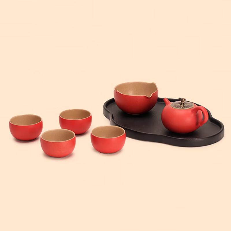 Wanqiantang Ceramic Travel Tea Set - Auspicious Vermilion Glaze
Wanqiantang Ceramic Travel Tea Set - Auspicious Vermilion Glaze
