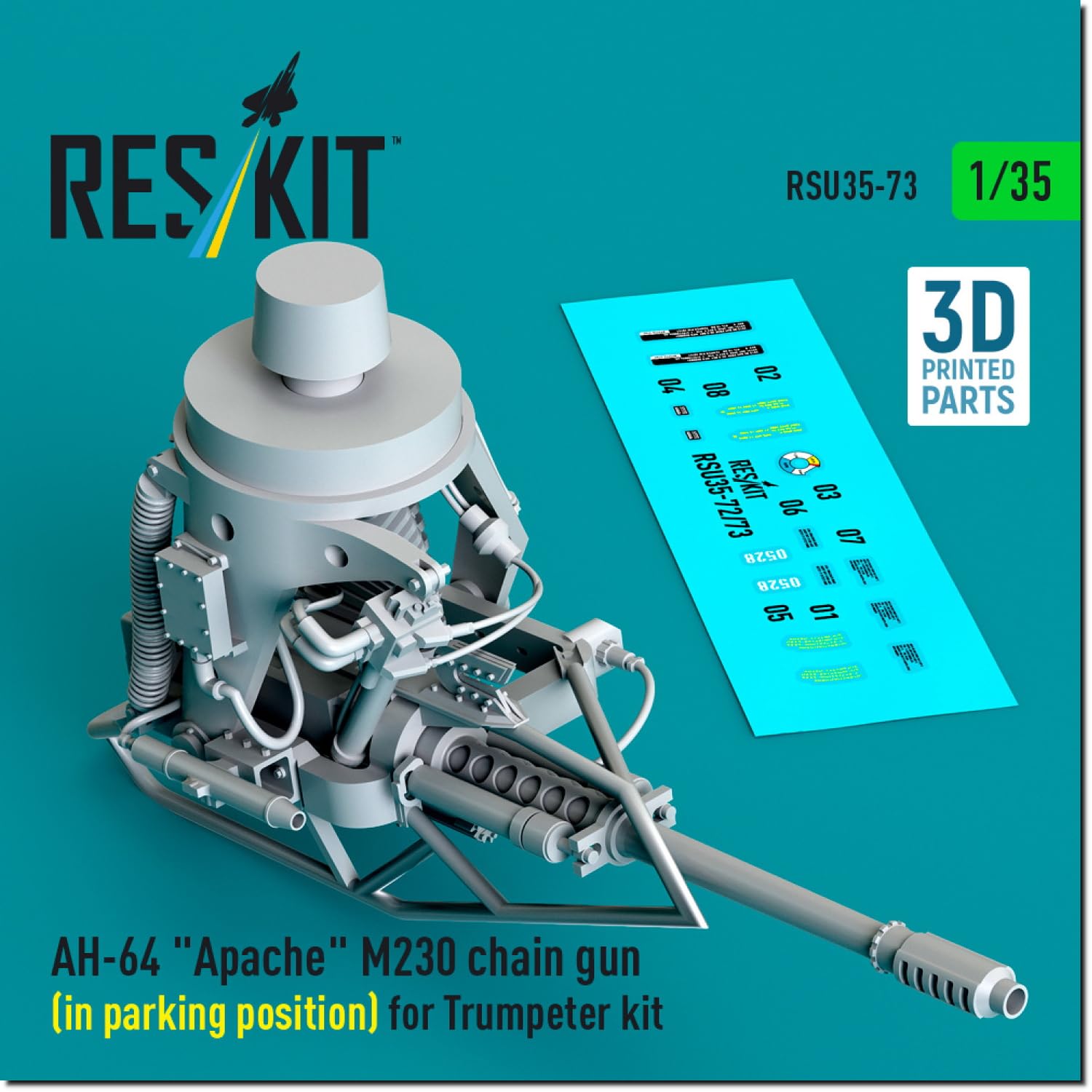 Reskit Apache M230 Chain Gun Parking Mode Plastic Model Parts 1/35 AH-64 (for Trumpeter) RSKU35-0073 (Airplane)
Reskit Apache M230 Chain Gun Parking Mode Plastic Model Parts 1/35 AH-64 (for Trumpeter) RSKU35-0073 (Airplane)