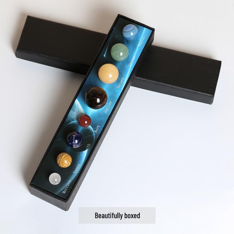 Jing Suo Solar System Crystal Ornament Set: Agate & Jade Planets Gift Box for Children s Science Education Box 25*5*3cm, 140g
Jing Suo Solar System Crystal Ornament Set: Agate & Jade Planets Gift Box for Children s Science Education Box 25*5*3cm, 140g