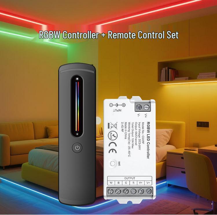 C04RF RGBW LED Strip Dimming Controller & 2.4GHz Touch Slider Remote
C04RF RGBW LED Strip Dimming Controller & 2.4GHz Touch Slider Remote