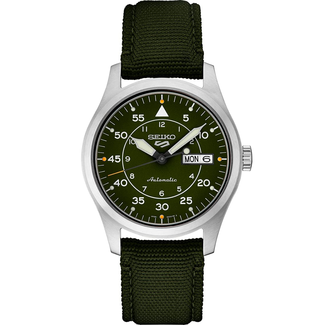 SEIKO SRPH29 Watch 5 Sports Automatic Green Stainless Steel Green Nylon Water Resistant to 100m Men s - - Movement, Dial, Case, Strap, Day/Date
SEIKO SRPH29 Watch 5 Sports Automatic Green Stainless Steel Green Nylon Water Resistant to 100m Men s - - Movement, Dial, Case, Strap, Day/Date