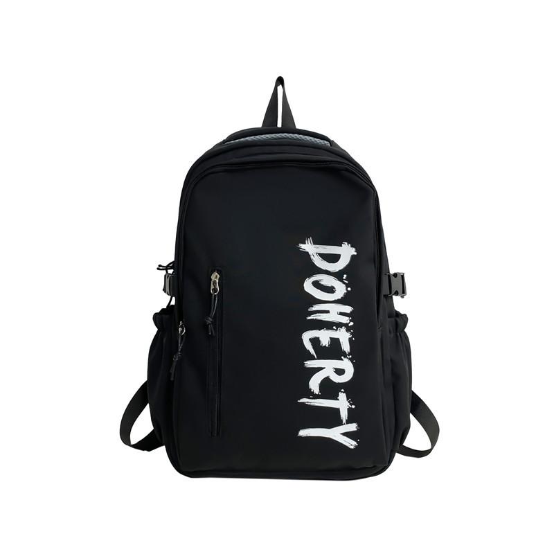 Рюкзак мужской большой емкости с буквенным принтом, школьный рюкзак для школьников средней школы чёрный