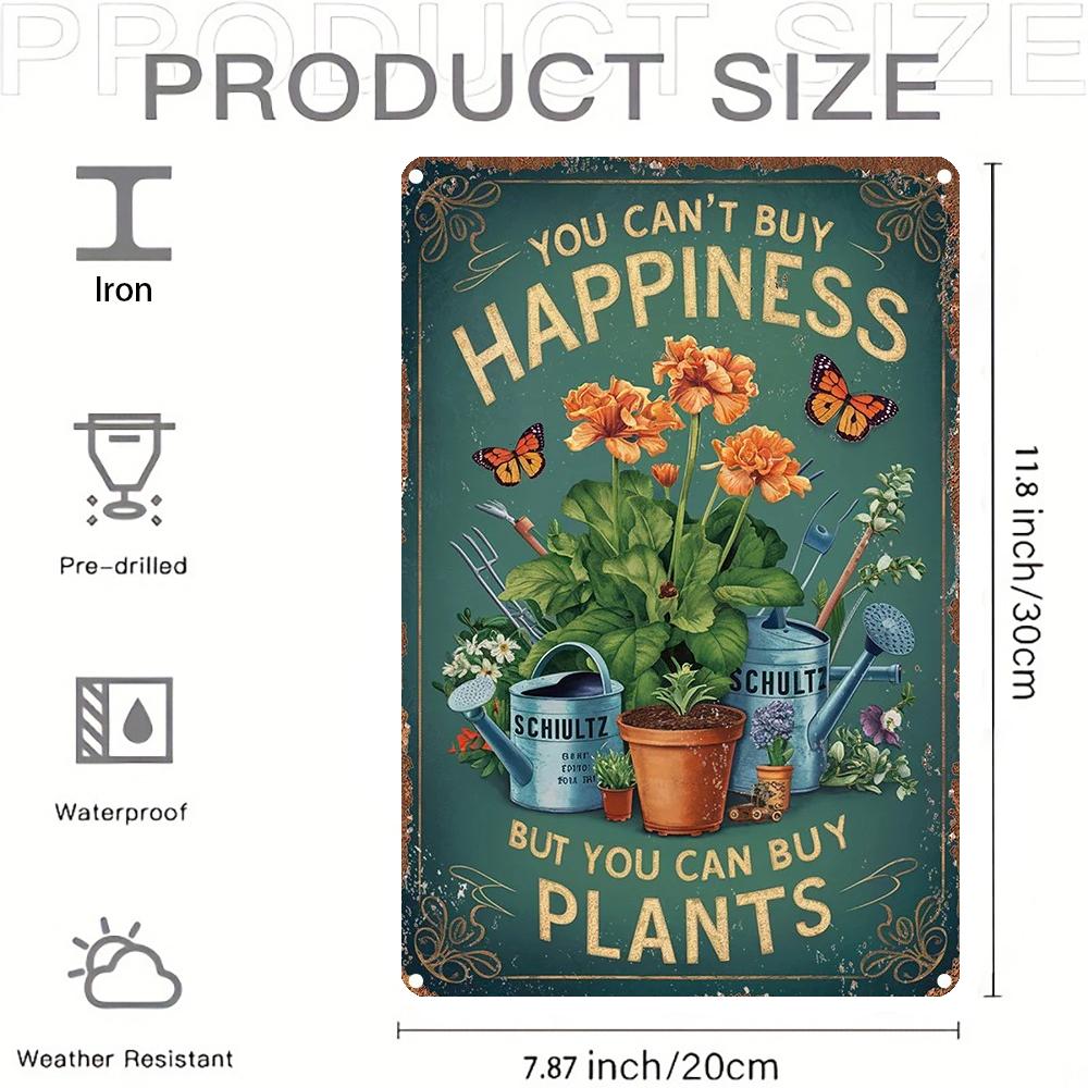 Charming Vintage Garden Metal Sign You Cant Buy Happiness But You Can Buy Plants Rustic Wall Art with Flowers 20x30cm(7.8x11.8inch)
Charming Vintage Garden Metal Sign You Cant Buy Happiness But You Can Buy Plants Rustic Wall Art with Flowers 20x30cm(7.8x11.8inch)