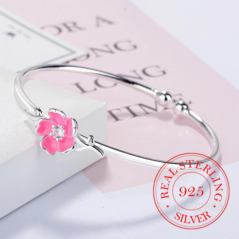 925 Sterling Silver Pink Zricon Flower Cuff Bangle Bracelet For Women Wedding Engagement Jewelry Party Gift
925 Sterling Silver Pink Zricon Flower Cuff Bangle Bracelet For Women Wedding Engagement Jewelry Party Gift