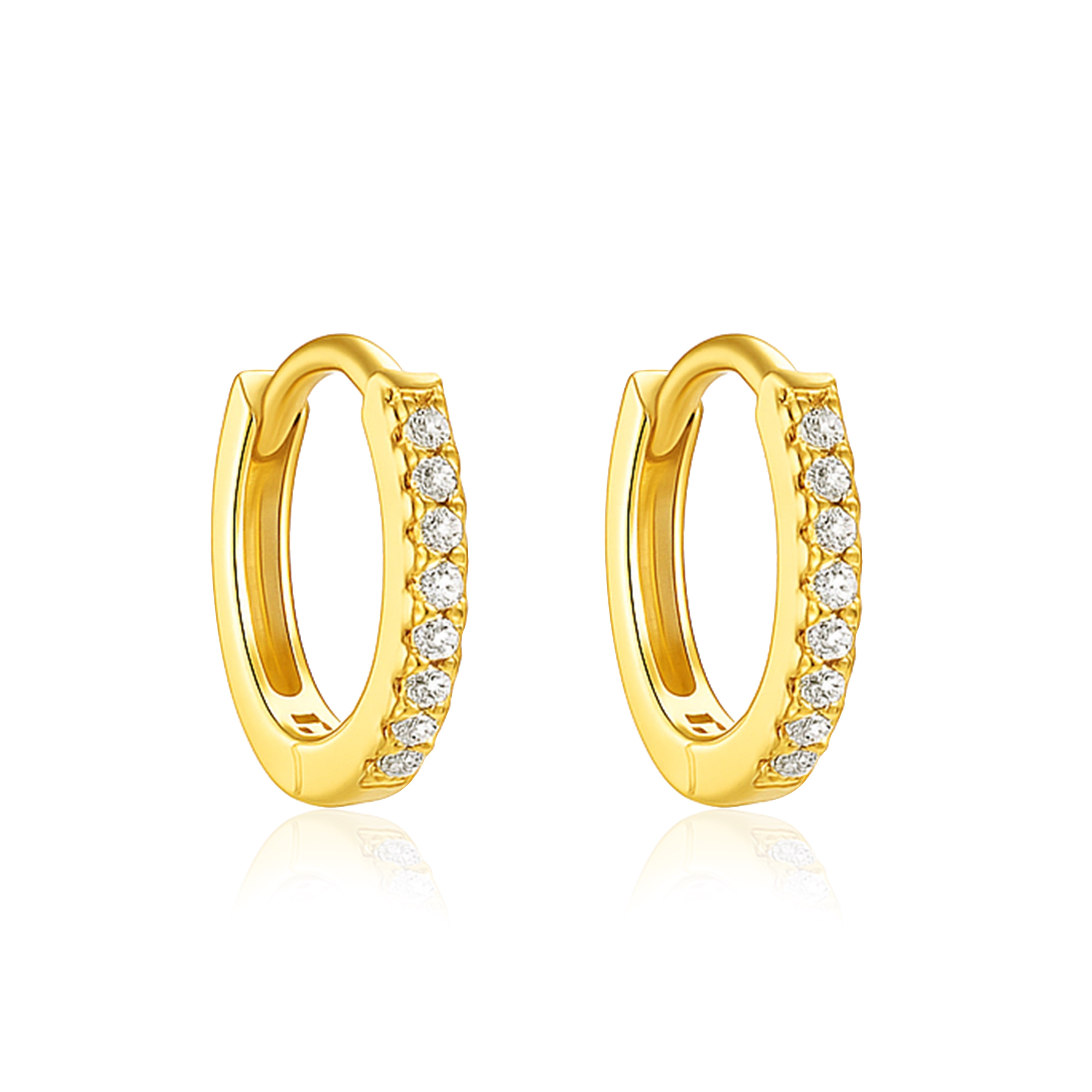 Classic Pave Hoop Earrings - 925 Sterling Silver Gold Plated
Classic Pave Hoop Earrings - 925 Sterling Silver Gold Plated