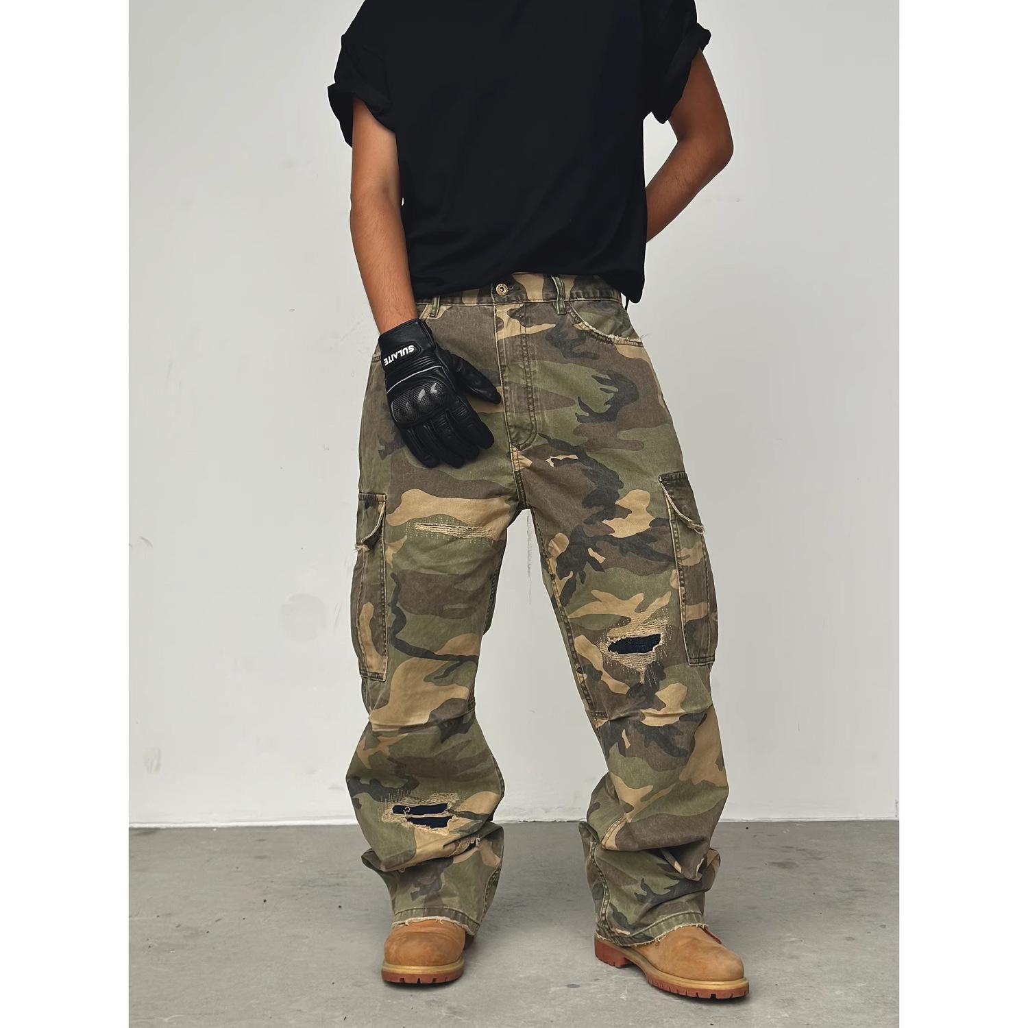 American street washed camouflage cargo jeans new spring and autumn ripped straight trendy brand versatile long pants M
American street washed camouflage cargo jeans new spring and autumn ripped straight trendy brand versatile long pants M