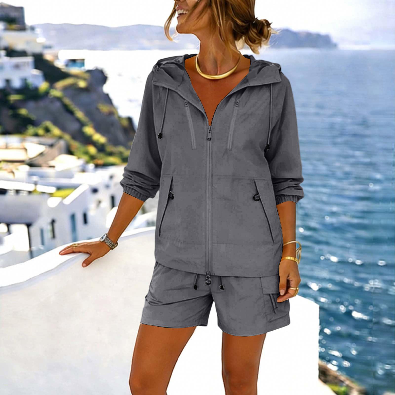 Women’s 50 Plus Sun Lightweight Hooded Jacket and Shorts Set Long Sleeve Outdoor Hiking Fishing Suit S
Women’s 50 Plus Sun Lightweight Hooded Jacket and Shorts Set Long Sleeve Outdoor Hiking Fishing Suit S