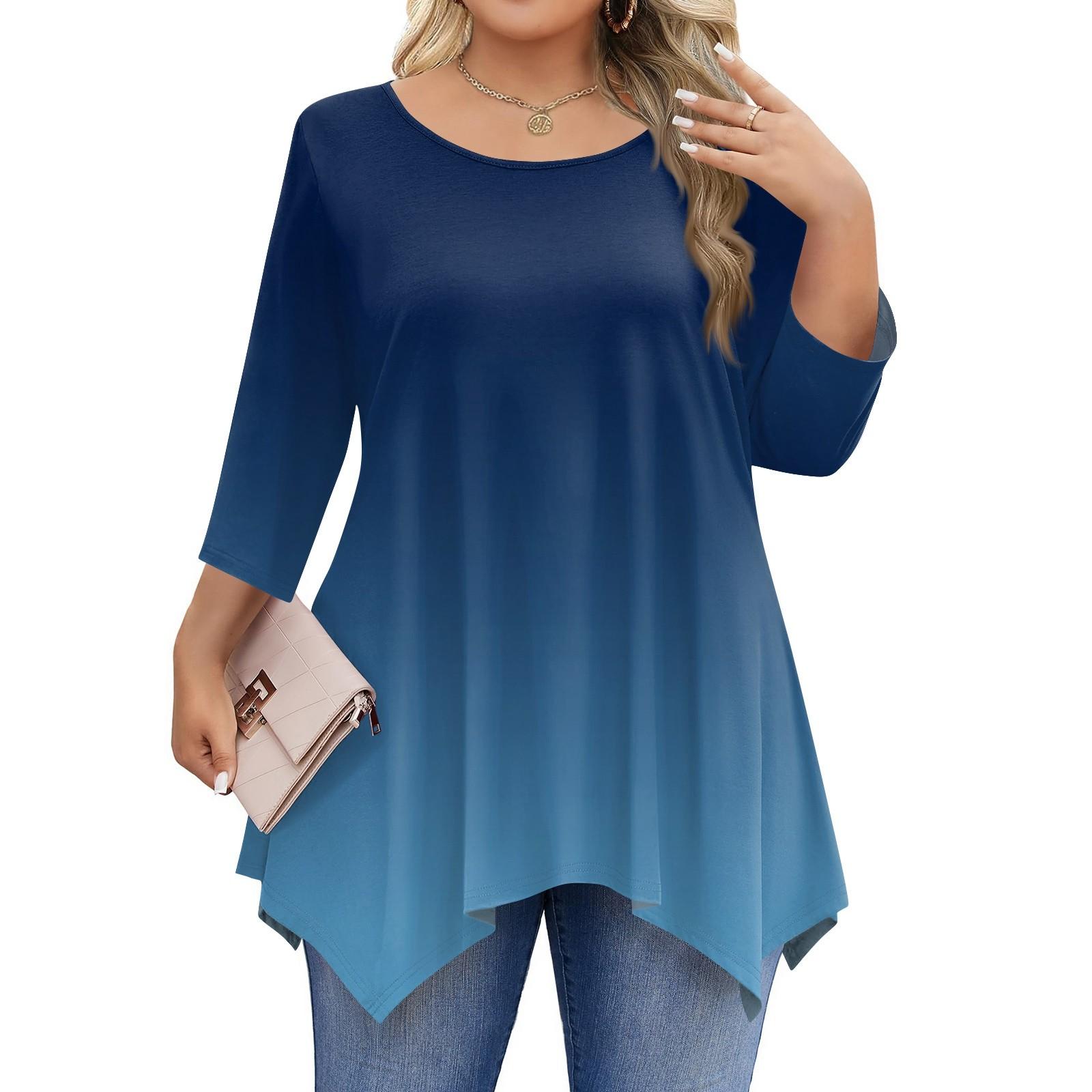 Женские рубашки с рукавом 3/4 больших размеров, туники с круглым вырезом, базовые футболки свободного кроя, размеры L-5XL XXXXL
Женские рубашки с рукавом 3/4 больших размеров, туники с круглым вырезом, базовые футболки свободного кроя, размеры L-5XL XXXXL