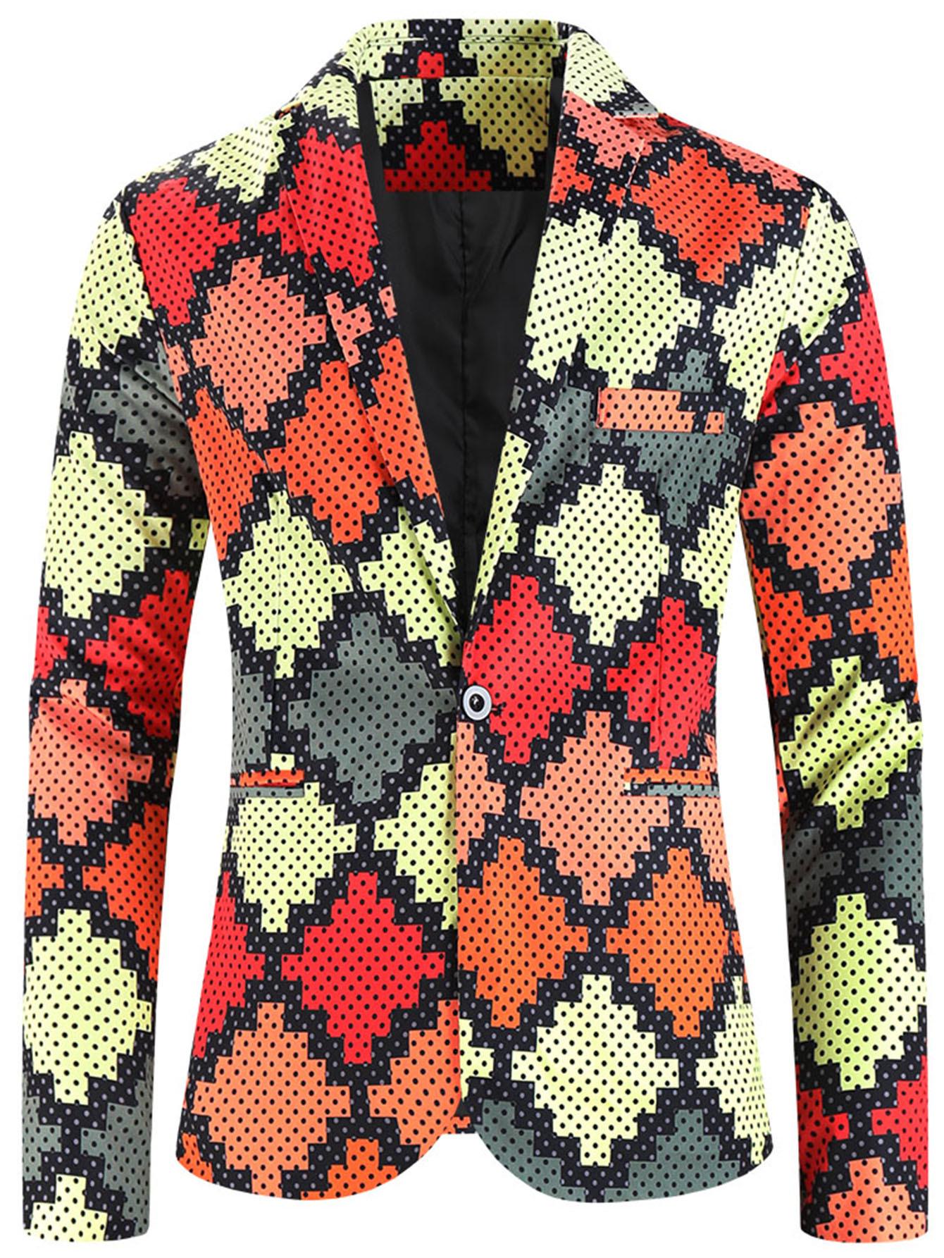 2024 Чоловічий повсякденний піджак на ґудзиках європейського розміру з принтом, великий розмір M
2024 Чоловічий повсякденний піджак на ґудзиках європейського розміру з принтом, великий розмір M