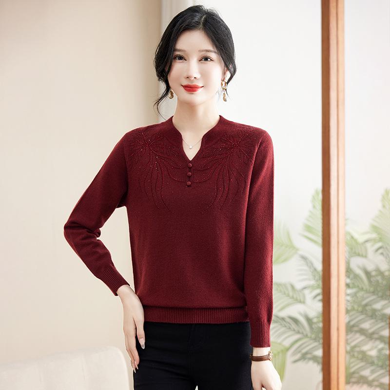 Autumn Knit Blouse for Moms - Fashionable Mid-Aged & Elderly Women s Spring/Autumn Sweater Top M (recommended for 85-95 jin) вина червоного кольору
Autumn Knit Blouse for Moms - Fashionable Mid-Aged & Elderly Women s Spring/Autumn Sweater Top M (recommended for 85-95 jin) вина червоного кольору