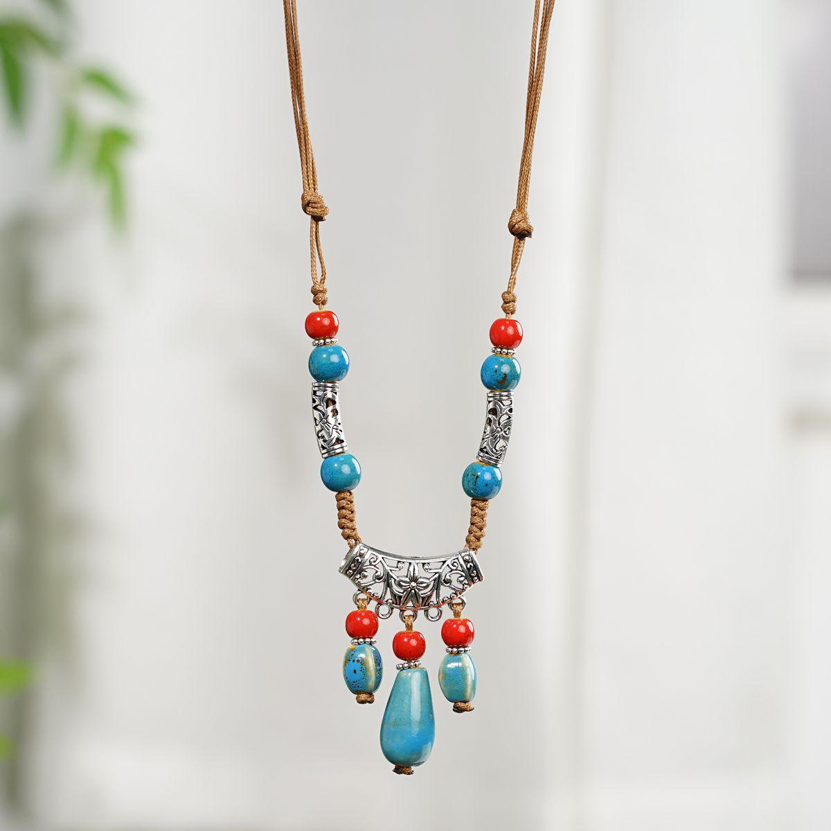 Ceramic Necklace Ethnic Style Exotic Style Ceramic Water Drop Pendant Ancient Style Tibetan Necklace
Ceramic Necklace Ethnic Style Exotic Style Ceramic Water Drop Pendant Ancient Style Tibetan Necklace