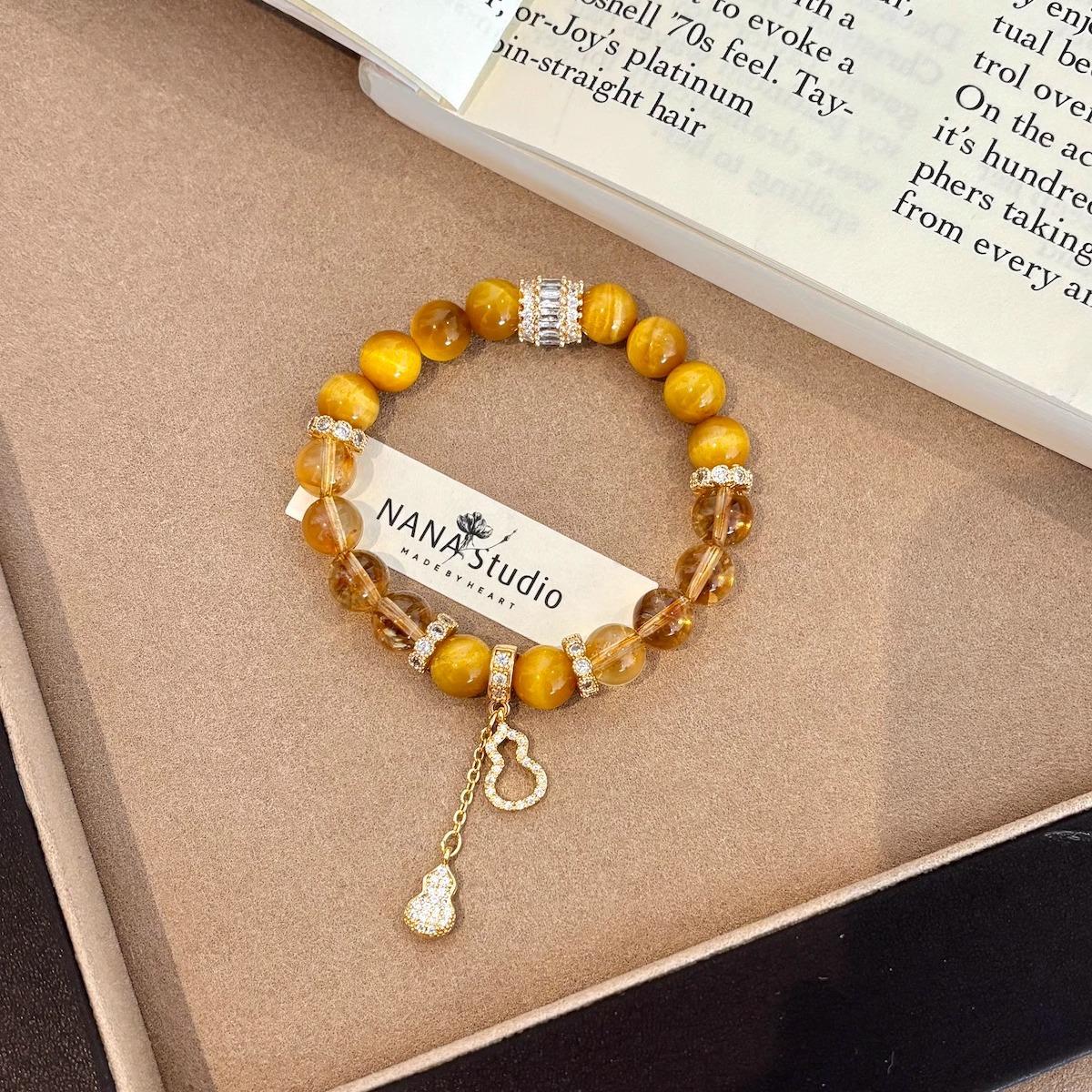 Natural yellow crystal bracelet, golden tiger eye bracelet, light luxury niche gift for men and women 14cm
Natural yellow crystal bracelet, golden tiger eye bracelet, light luxury niche gift for men and women 14cm