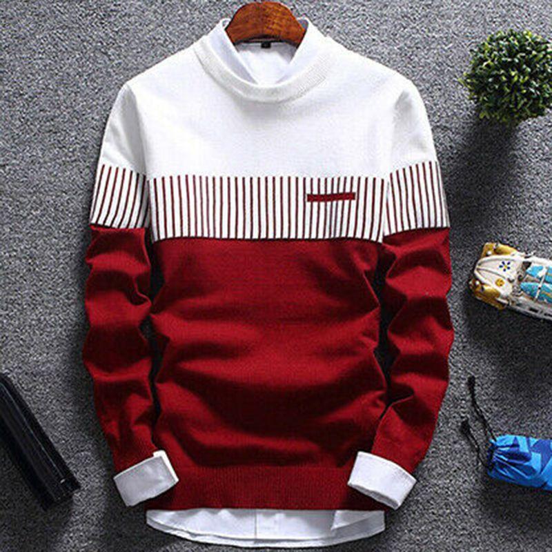 Мужской повседневный свитер с круглым вырезом, теплый, в полоску, пуловер, вязаный трикотаж, джемпер, топы, пальто S красный
Мужской повседневный свитер с круглым вырезом, теплый, в полоску, пуловер, вязаный трикотаж, джемпер, топы, пальто S красный