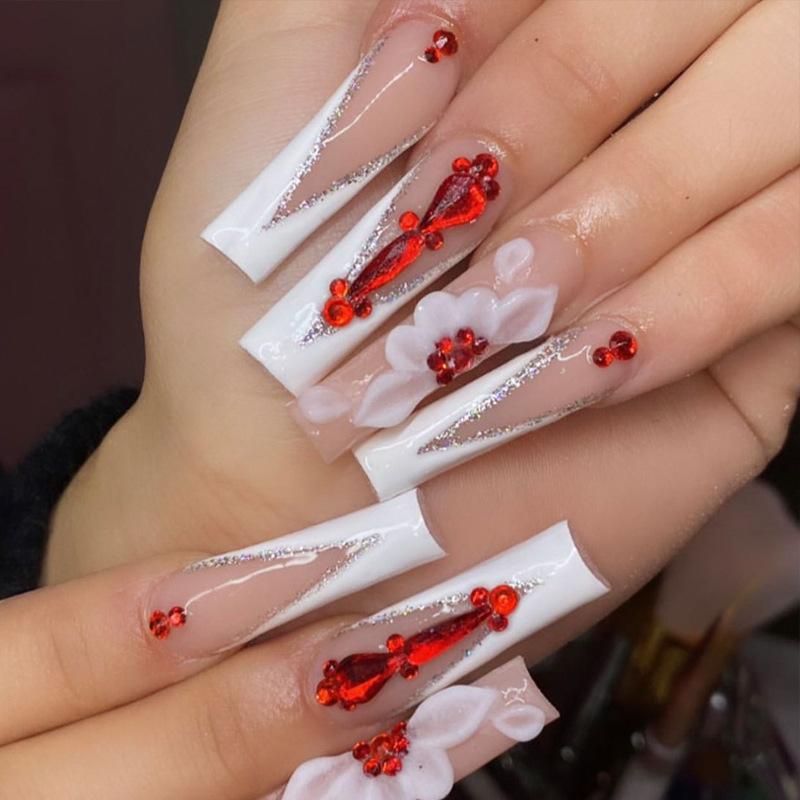 Spicy Girl Wearable Long Red Glitter Rhinestone Bow Nail Patches: Removable Manicure Pieces Gold Plated Seal Gel
Spicy Girl Wearable Long Red Glitter Rhinestone Bow Nail Patches: Removable Manicure Pieces Gold Plated Seal Gel