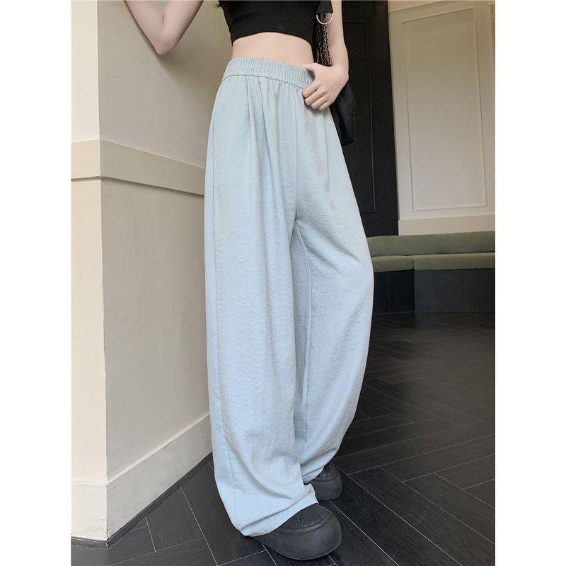 Ice Silk Thin Section High Waist Slim Looking Casual Mop Wide Leg Pants Light blue S
Ice Silk Thin Section High Waist Slim Looking Casual Mop Wide Leg Pants Light blue S