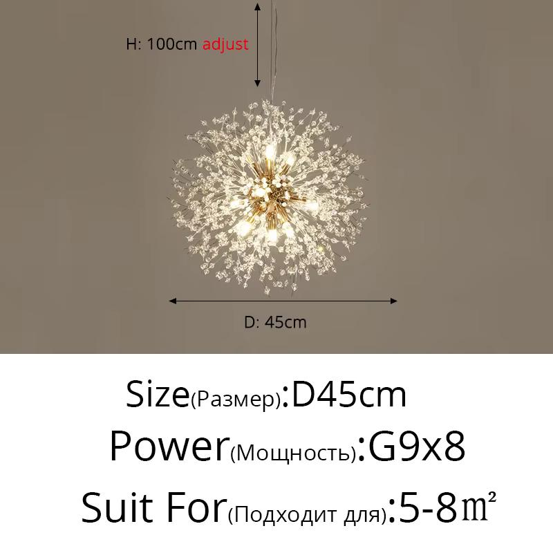 Modern Dandelion LED Chandelier Lighting Pendant Lamp For Living Room Dining Room Bedroom Home Decoration Art Crystal Lamps 8 heads
Modern Dandelion LED Chandelier Lighting Pendant Lamp For Living Room Dining Room Bedroom Home Decoration Art Crystal Lamps 8 heads