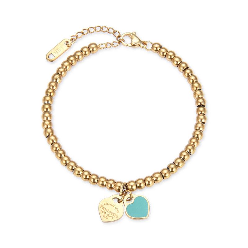 European and American Products 4mm Round Bead Bracelet, Titanium Steel Beaded Peach Heart Bracelet 2026 18CM
European and American Products 4mm Round Bead Bracelet, Titanium Steel Beaded Peach Heart Bracelet 2026 18CM