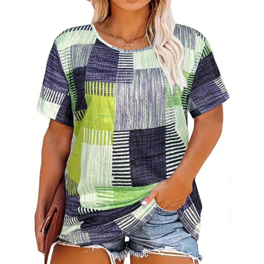 Классическая женская футболка Летние топы с круглым вырезом и коротким рукавом Принт в клетку Уличные футболки Повседневная одежда оверсайз 3XL
Классическая женская футболка Летние топы с круглым вырезом и коротким рукавом Принт в клетку Уличные футболки Повседневная одежда оверсайз 3XL