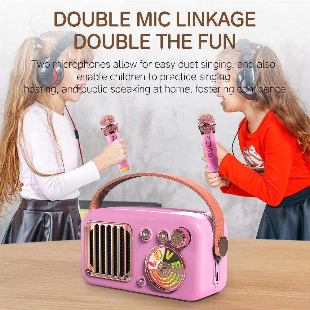 CYBORIS T4 Portable Retro Children Karaoke Speaker 15W Home Entertainment Bluetooth-compatible Speaker with 2 Microphones Green
CYBORIS T4 Portable Retro Children Karaoke Speaker 15W Home Entertainment Bluetooth-compatible Speaker with 2 Microphones Green