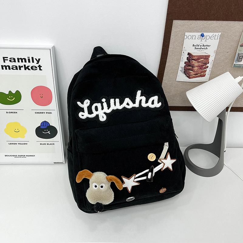 Vintage Versatile Corduroy School Bag Female College Student Cute Puppy Backpack High School Student Backpack чорний
Vintage Versatile Corduroy School Bag Female College Student Cute Puppy Backpack High School Student Backpack чорний