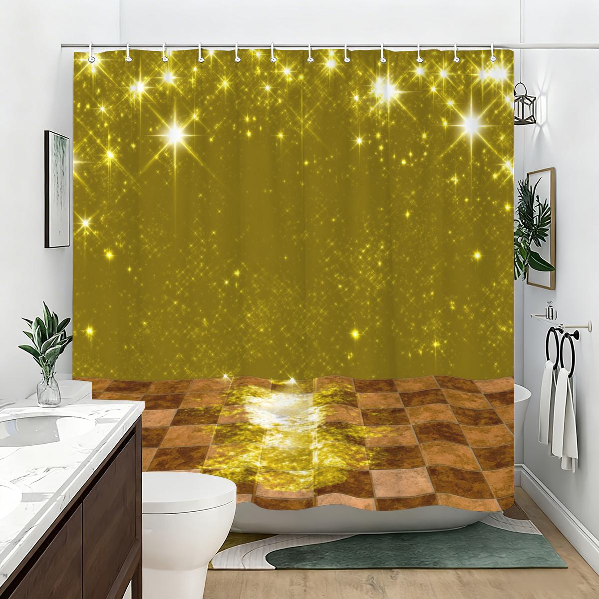 Luxury Gold-Themed Polyester Shower Curtain - Stylish 2D Printed Bathroom Decor, Unique Bathtub Partition Curtain W60H190(CM)-1 Pcs
Luxury Gold-Themed Polyester Shower Curtain - Stylish 2D Printed Bathroom Decor, Unique Bathtub Partition Curtain W60H190(CM)-1 Pcs