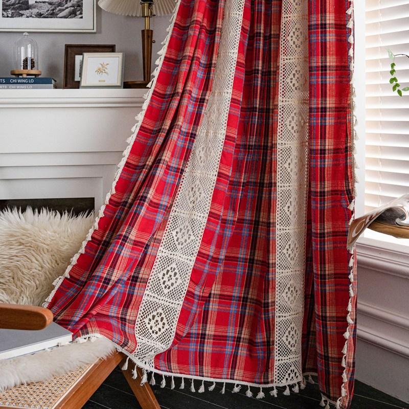 Christmas Plaid Patchwork Yarn-dyed American Window Curtain with Tassels Shading Valance Living Room Kitchen Floating Curtains W150 x H160cm&Punching
Christmas Plaid Patchwork Yarn-dyed American Window Curtain with Tassels Shading Valance Living Room Kitchen Floating Curtains W150 x H160cm&Punching