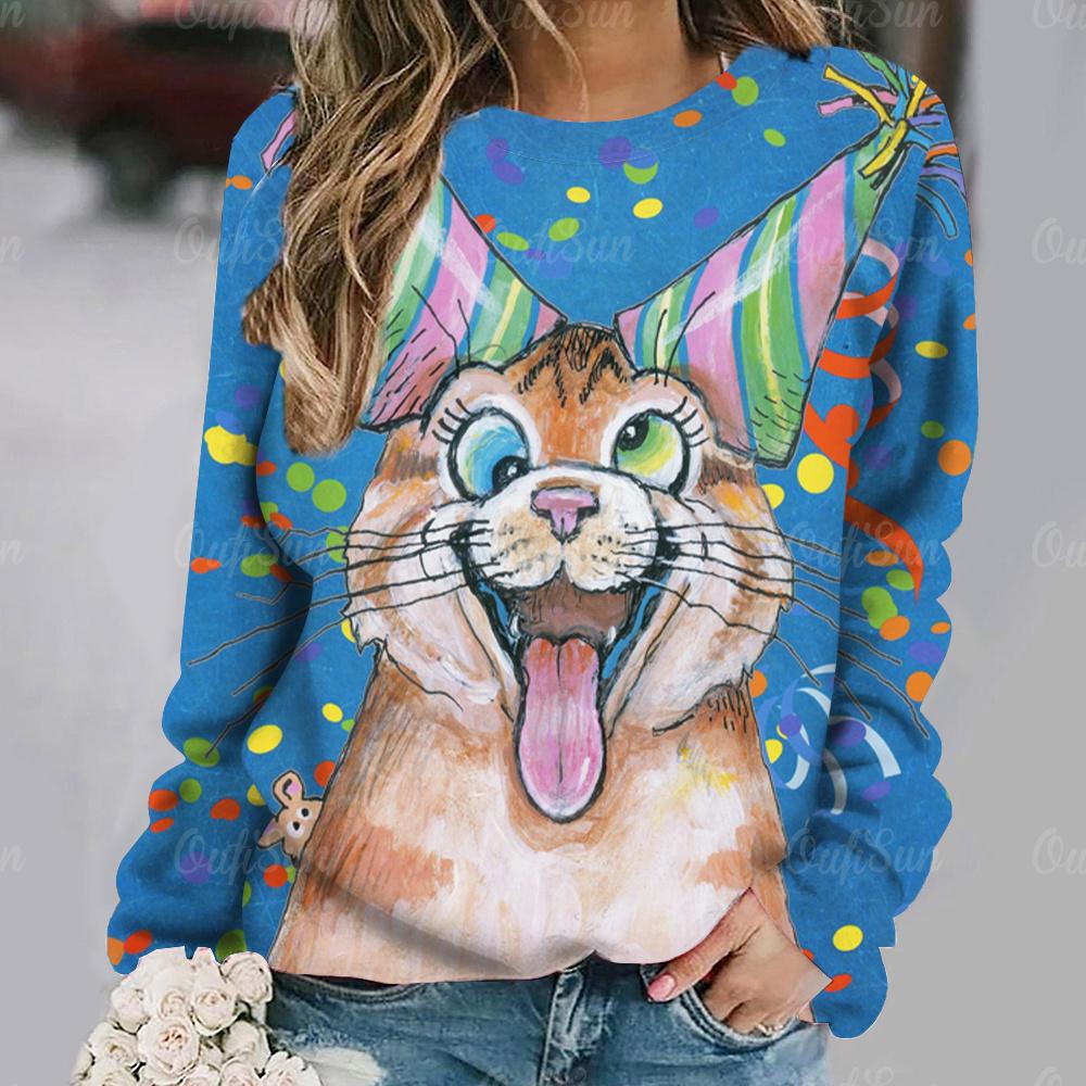 Женский свитер Kawaii Cat, повседневная уличная одежда, футболка с длинными рукавами и круглым вырезом, модный пуловер в стиле ретро, женская одежда, толстовка, новинка
Женский свитер Kawaii Cat, повседневная уличная одежда, футболка с длинными рукавами и круглым вырезом, модный пуловер в стиле ретро, женская одежда, толстовка, новинка