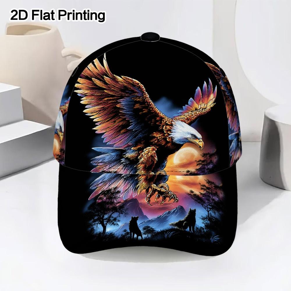 Classic Baseball Cap Featuring a 2D Flat Print of a Bird Flying Over Wolves Made from Lightweight Polyester with a Duckbill
Classic Baseball Cap Featuring a 2D Flat Print of a Bird Flying Over Wolves Made from Lightweight Polyester with a Duckbill