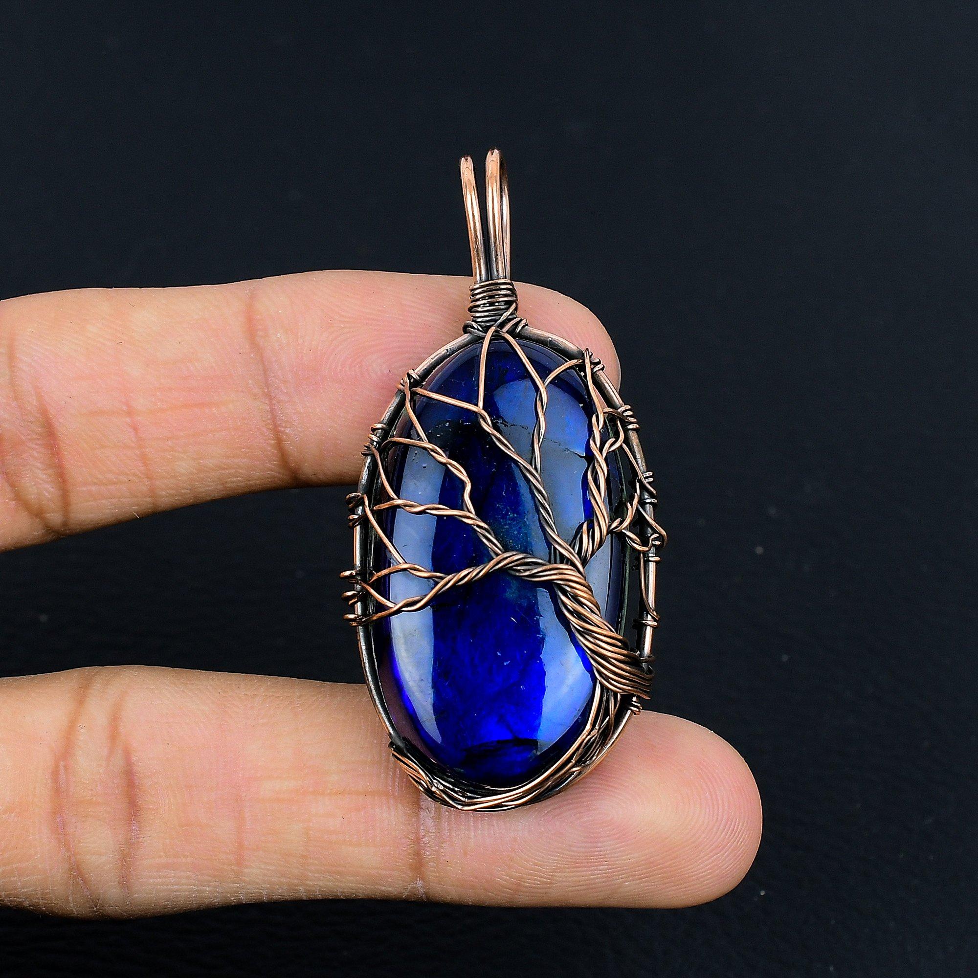 Tree Of Life Blue Flash Labradorite Handmade Pendant, Natural Gemstone Jewelry, 999 Copper Wire Wrapped Pendant Jewelry, For Gift 2.55 inches
Tree Of Life Blue Flash Labradorite Handmade Pendant, Natural Gemstone Jewelry, 999 Copper Wire Wrapped Pendant Jewelry, For Gift 2.55 inches